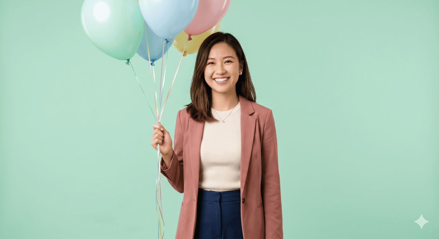 Person holding celebration balloons